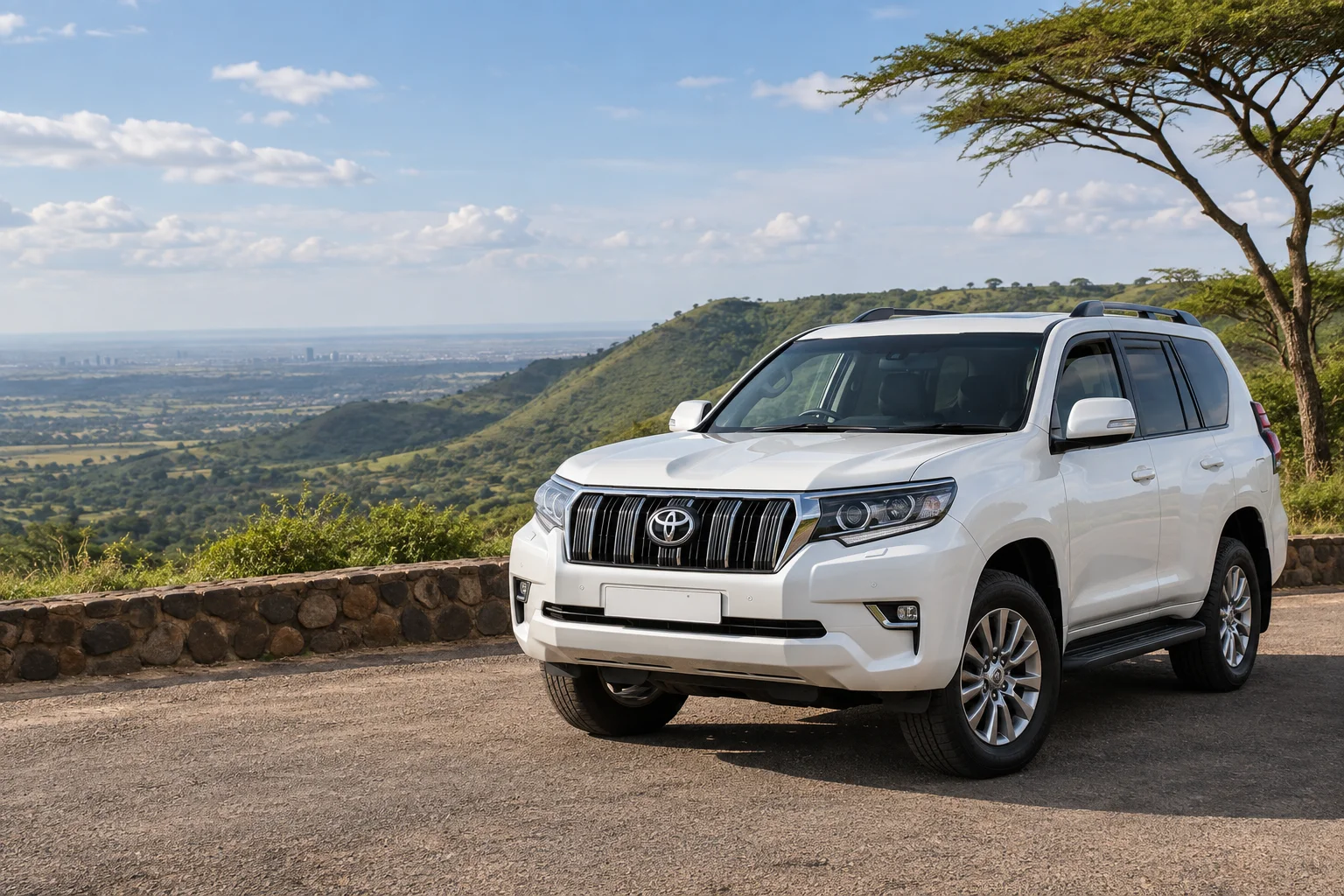Toyota Land Cruiser Prado in a Kenyan setting — illustrative image